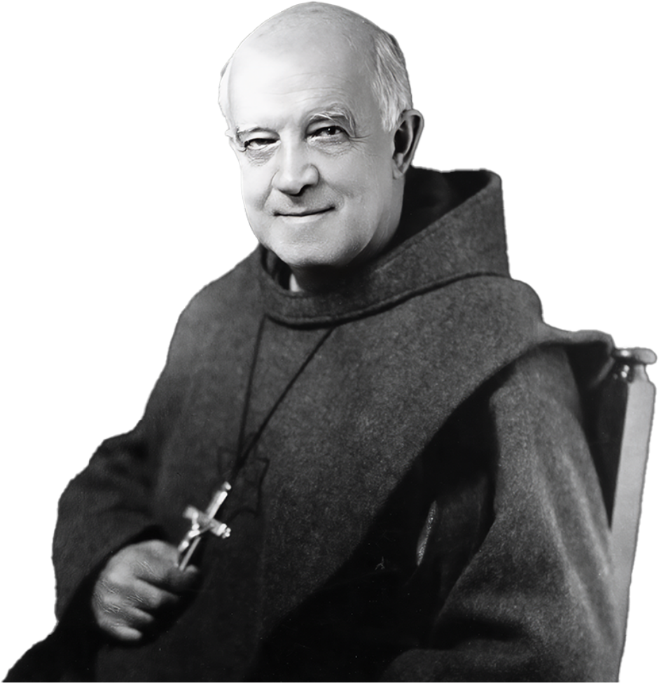 A black and white Photo of a smiling Fr. Paul Watson