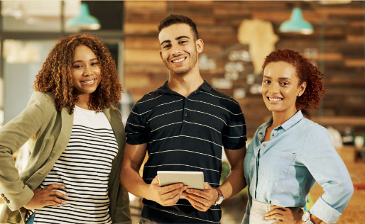 Photo of three happy interns.